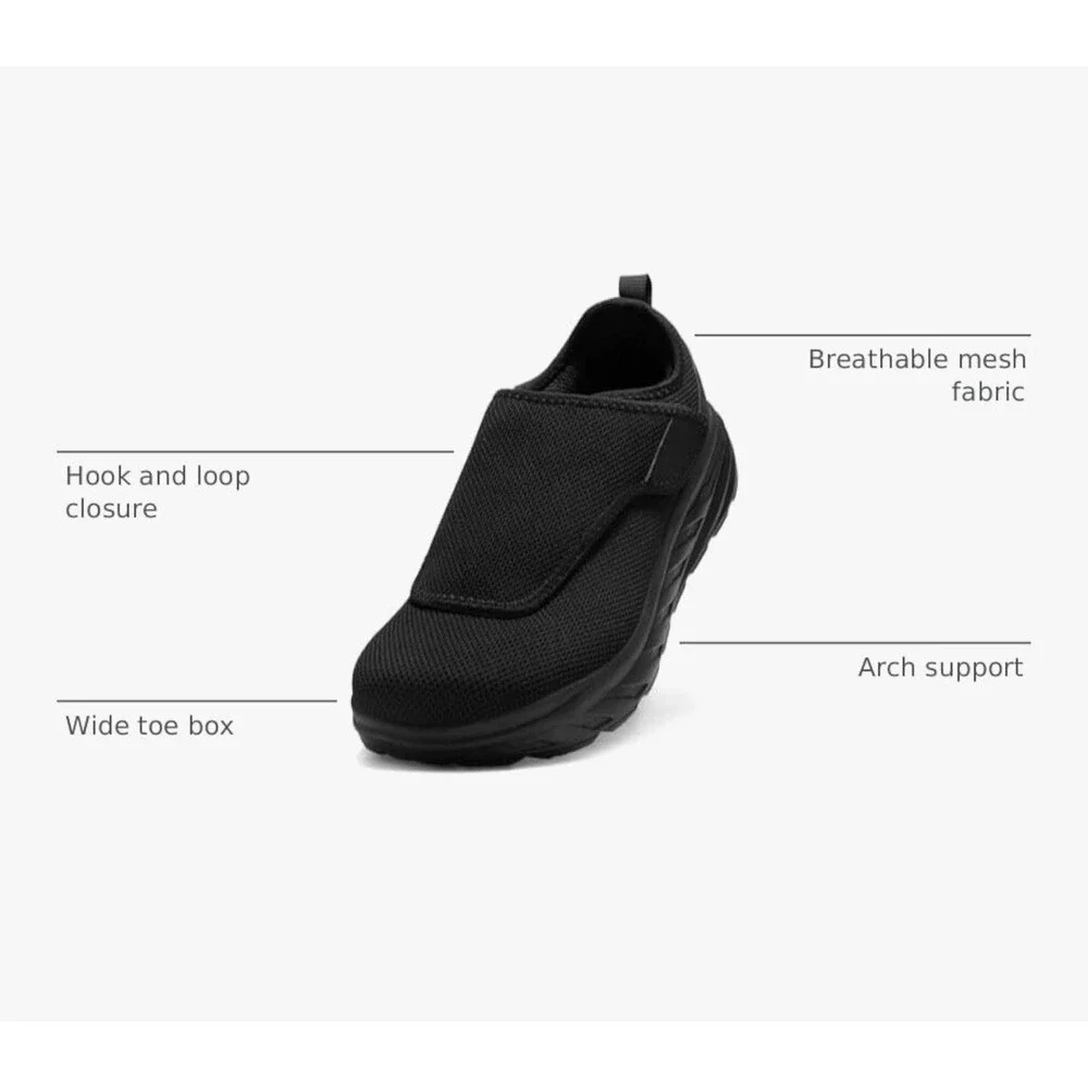 NEW Orthopedic Men's Wide Shoes Diabetic Slip On OrthoComFoot Size 11 Black